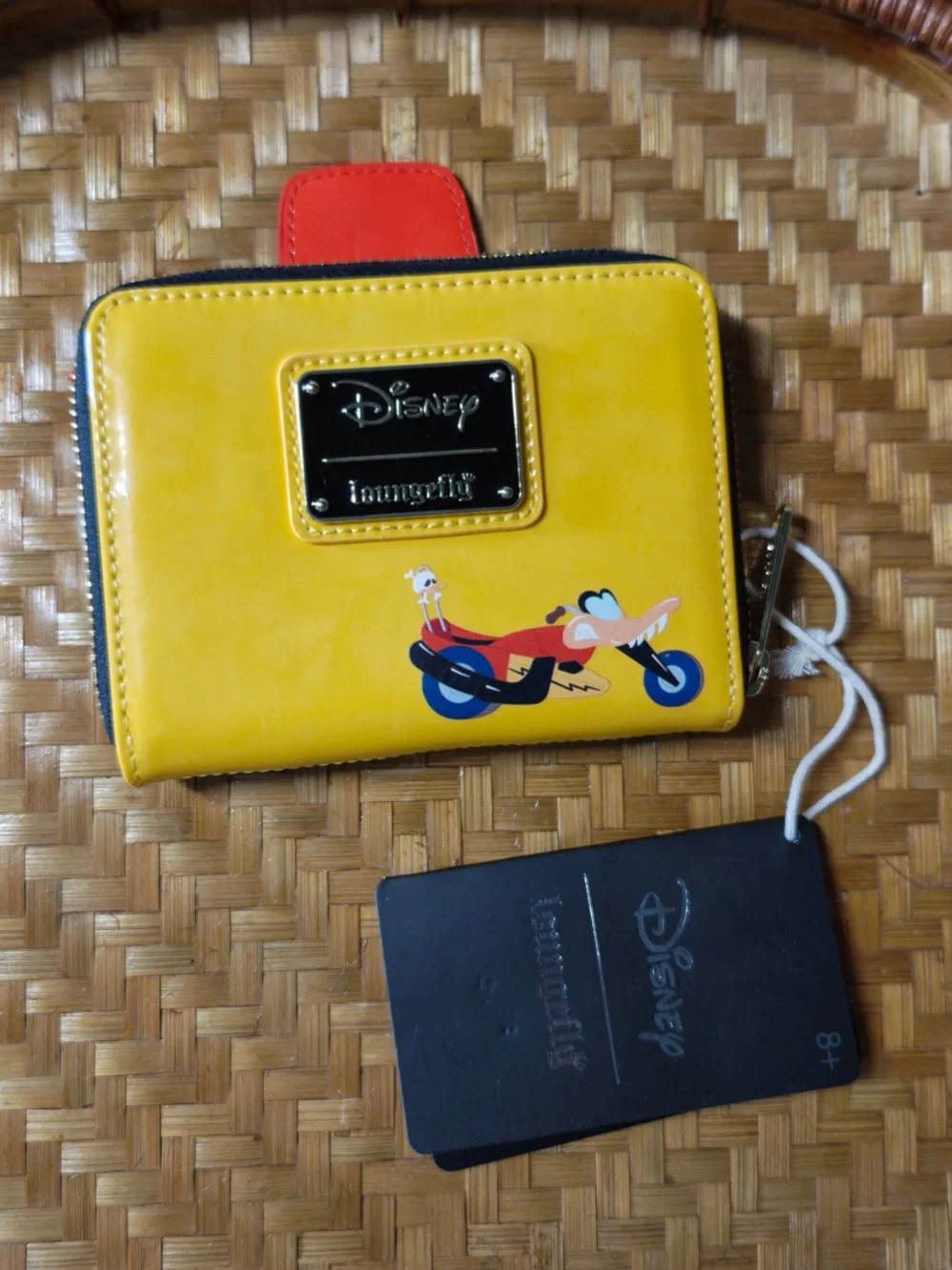 Loungefly Red Yellow Black Duck Wallet with Blue Eyes